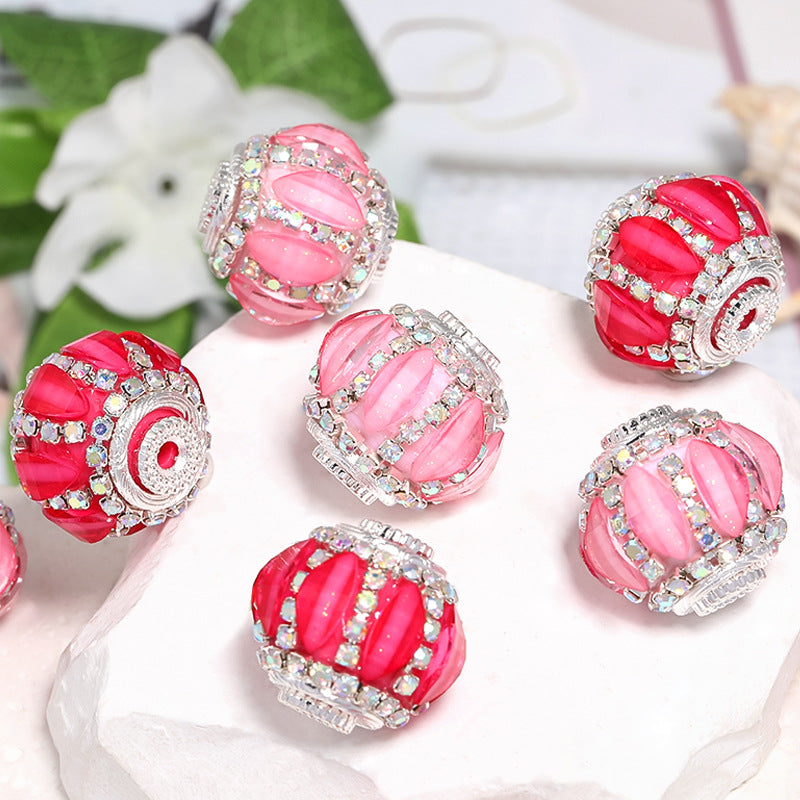 Wholesale 10pcs Princess Rhinestone Chain Lantern Drill Ball Bead Heavy Industry diy Moe Beaded Pen Mobile Phone Chain Accessories Material
